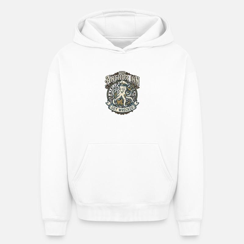 Pub côtier - Sweat à capuche unisexe oversize épais SPREAD - blanc