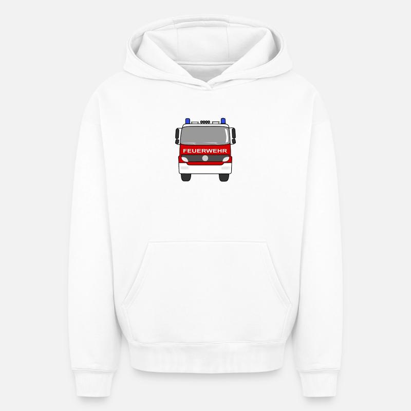 Fire Engine - Sweat à capuche unisexe oversize épais SPREAD - blanc