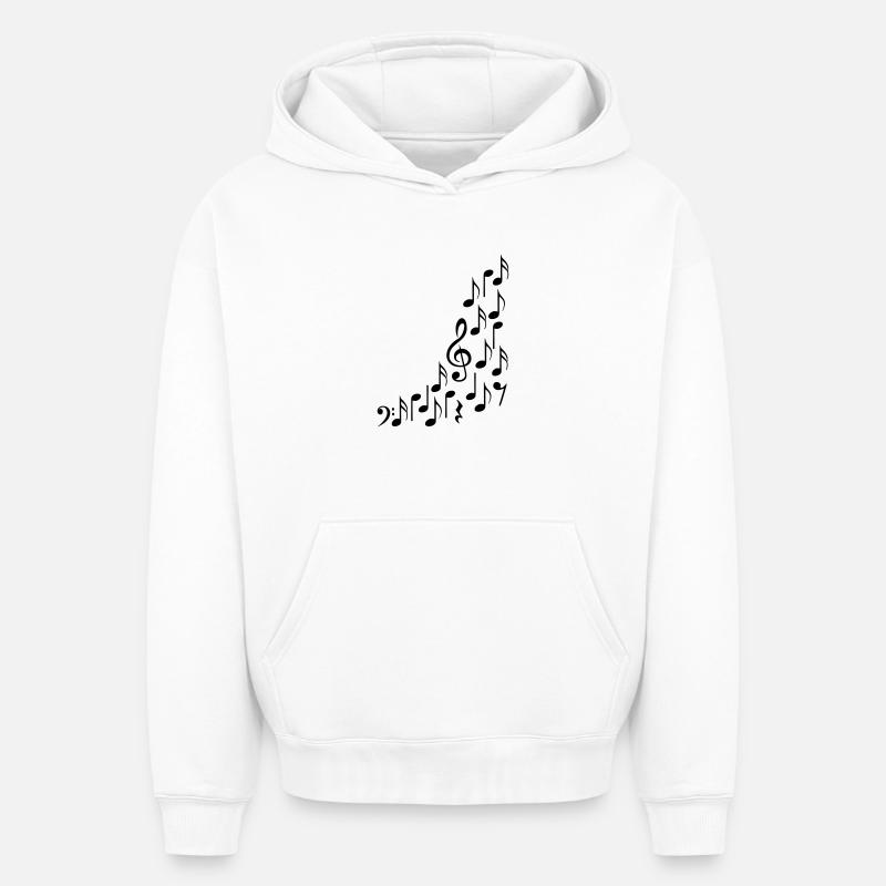 Notenschluessel et notes - Sweat à capuche unisexe oversize épais SPREAD - blanc