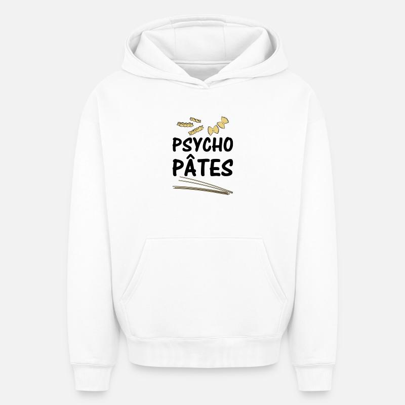 Psycho Pâtes - Sweat à capuche unisexe oversize épais SPREAD - blanc