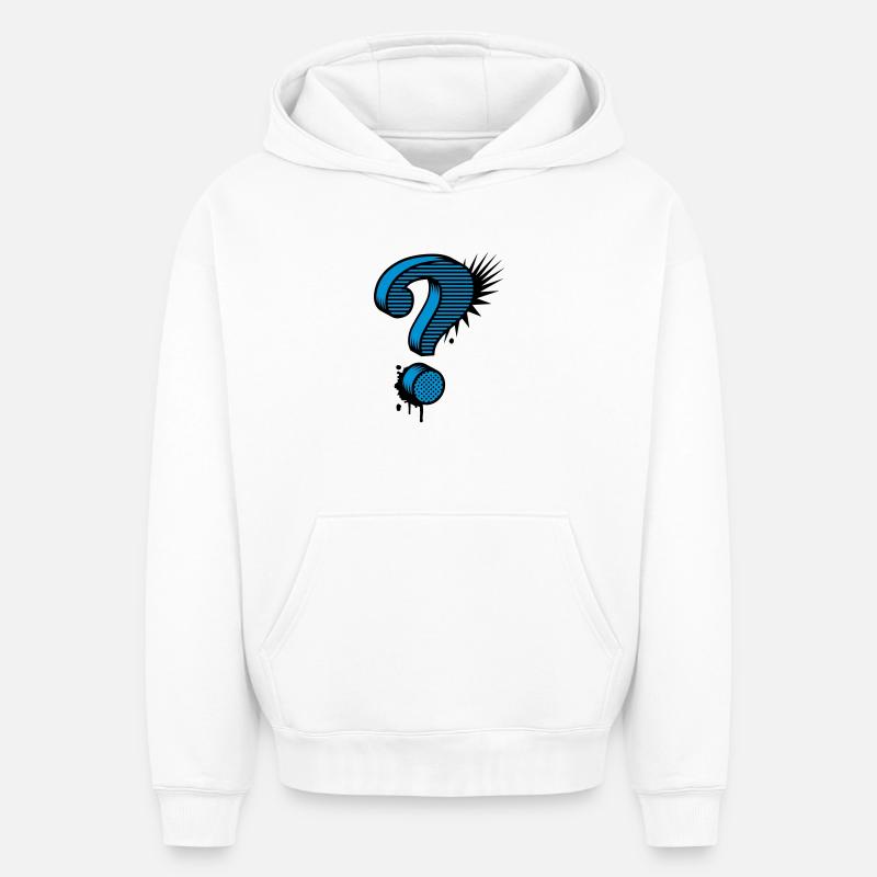 Un point d'interrogation graffiti - Sweat à capuche unisexe oversize épais SPREAD - blanc