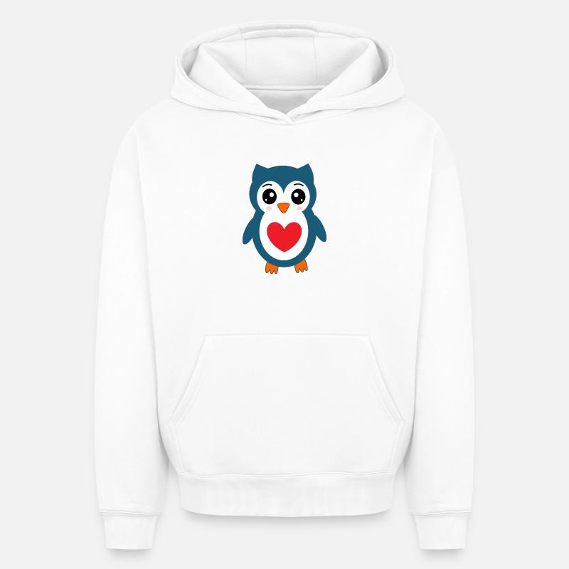 Eule blaue Eule  - Oversized Heavyweight Unisex Hoodie - Weiß