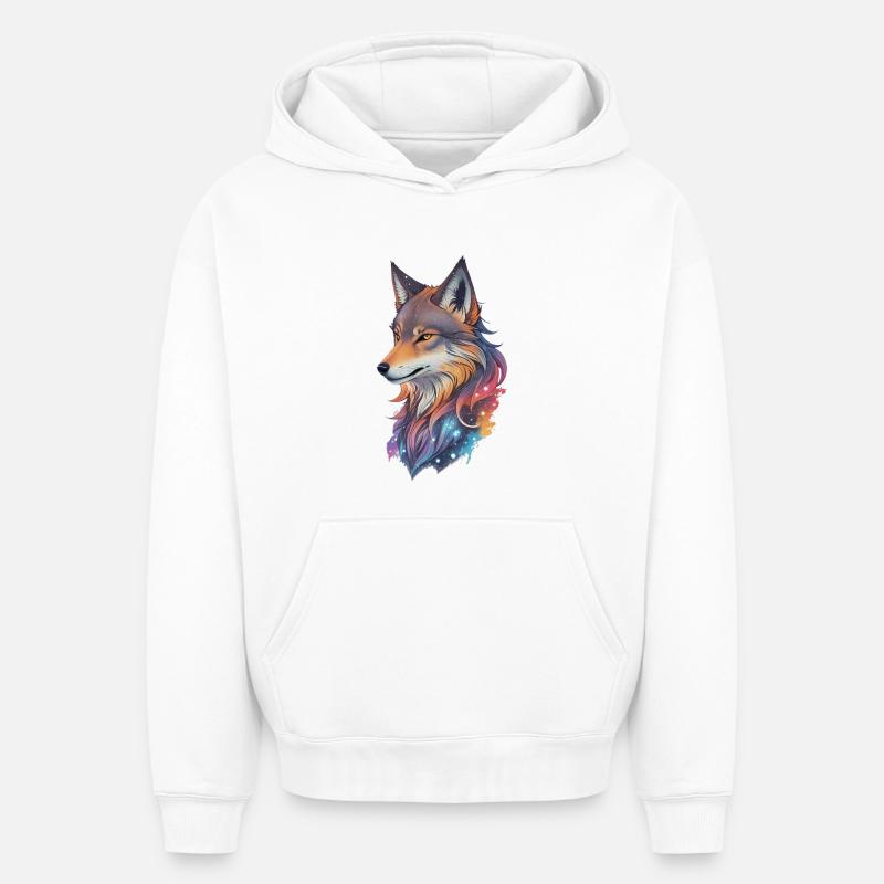 Loup - Sweat à capuche unisexe oversize épais SPREAD - blanc