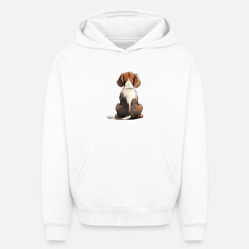 Beagle - Sweat à capuche unisexe oversize épais SPREAD - blanc