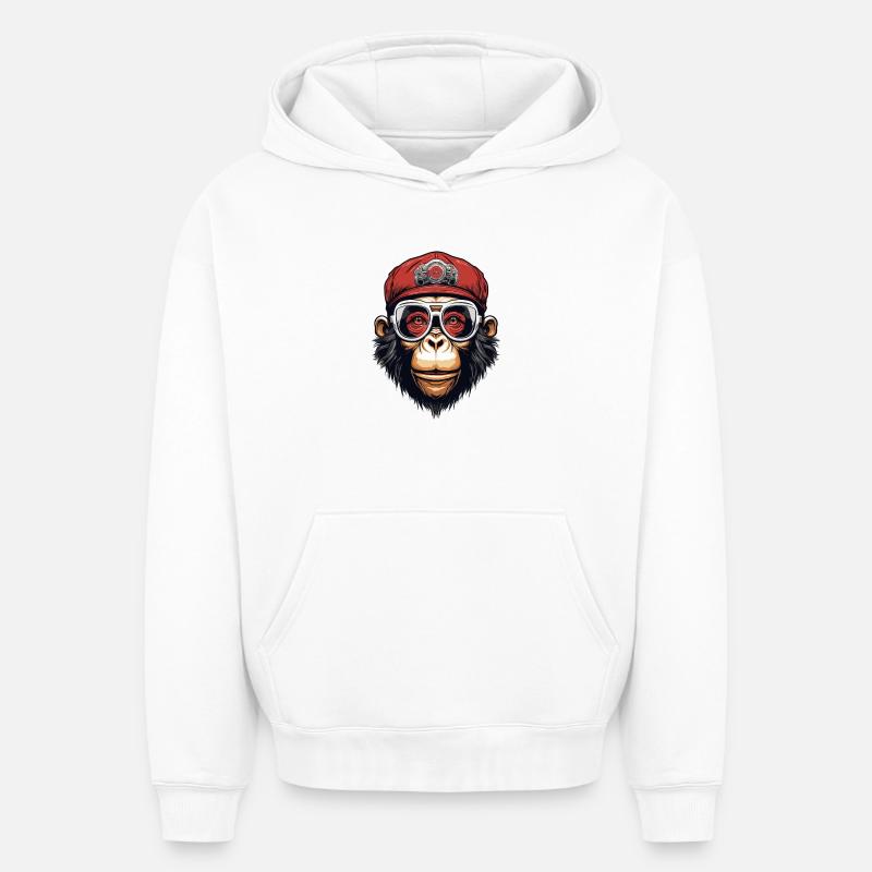 Singe cool - Sweat à capuche unisexe oversize épais SPREAD - blanc