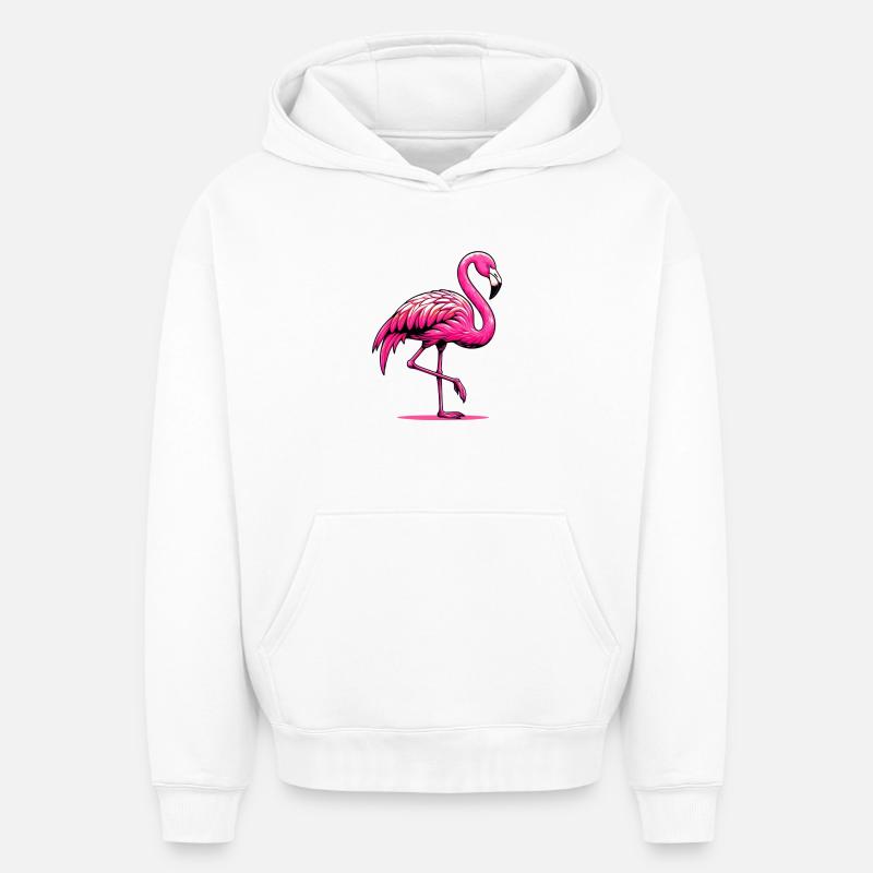 Flamant - Sweat à capuche unisexe oversize épais SPREAD - blanc