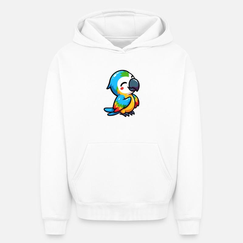 Perroquet - Sweat à capuche unisexe oversize épais SPREAD - blanc