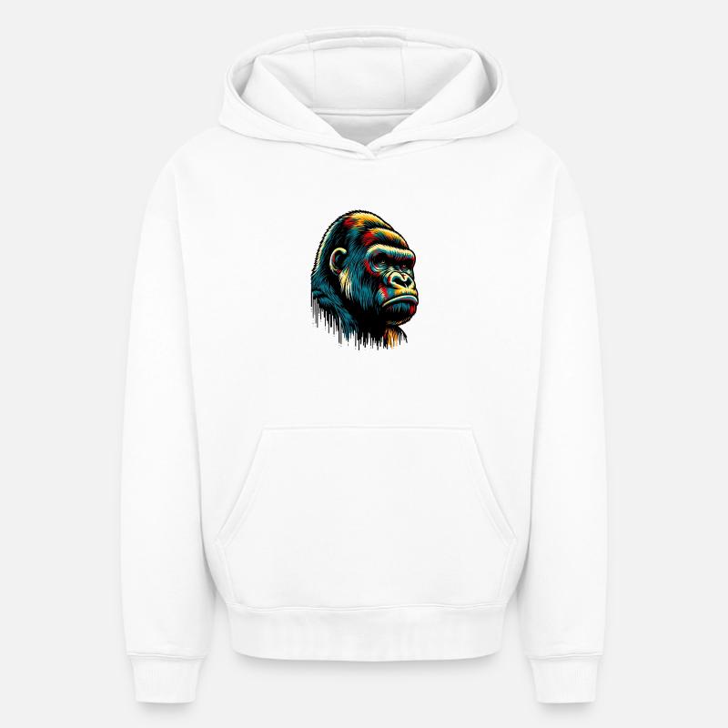 Gorille - Sweat à capuche unisexe oversize épais SPREAD - blanc