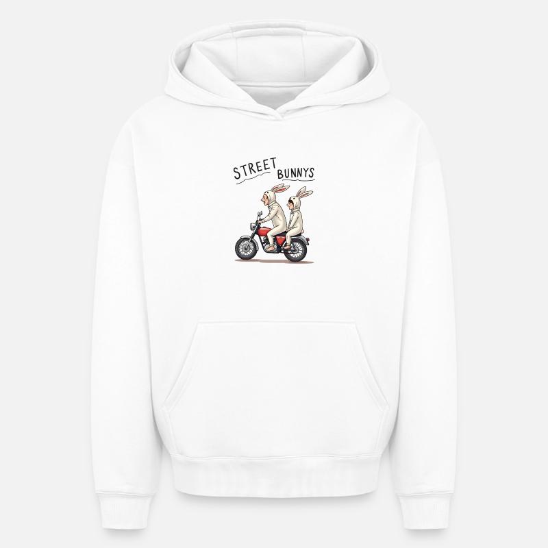 Lapins motards - Sweat à capuche unisexe oversize épais SPREAD - blanc