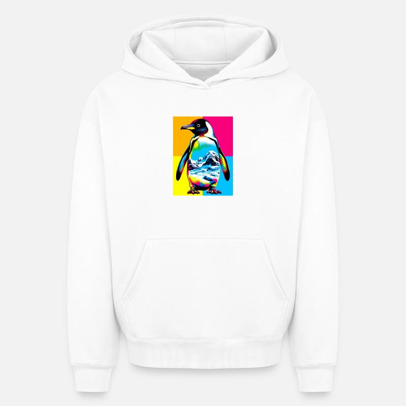 pingouin - Sweat à capuche unisexe oversize épais SPREAD - blanc