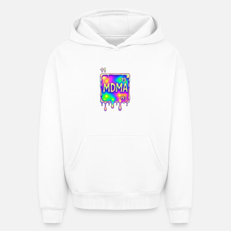 Conception de la MDMA - Sweat à capuche unisexe oversize épais SPREAD - blanc