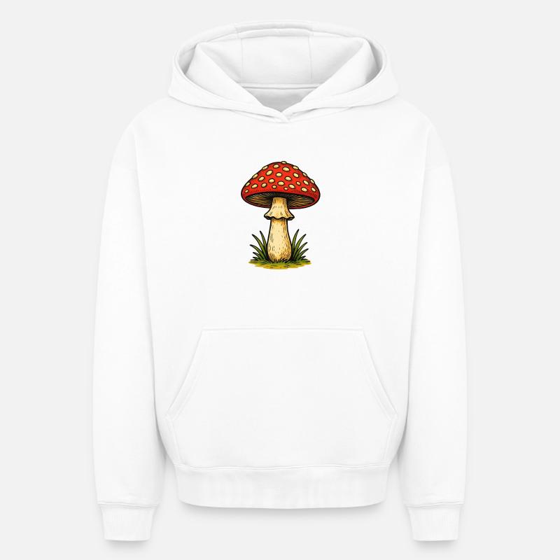 Red Toadstool Retro - Oversized Heavyweight Unisex Hoodie - white