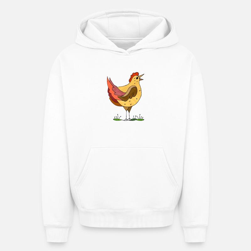 poule - Sweat à capuche unisexe oversize épais SPREAD - blanc