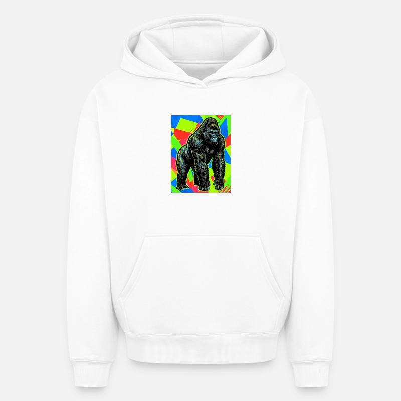 gorille - Sweat à capuche unisexe oversize épais SPREAD - blanc