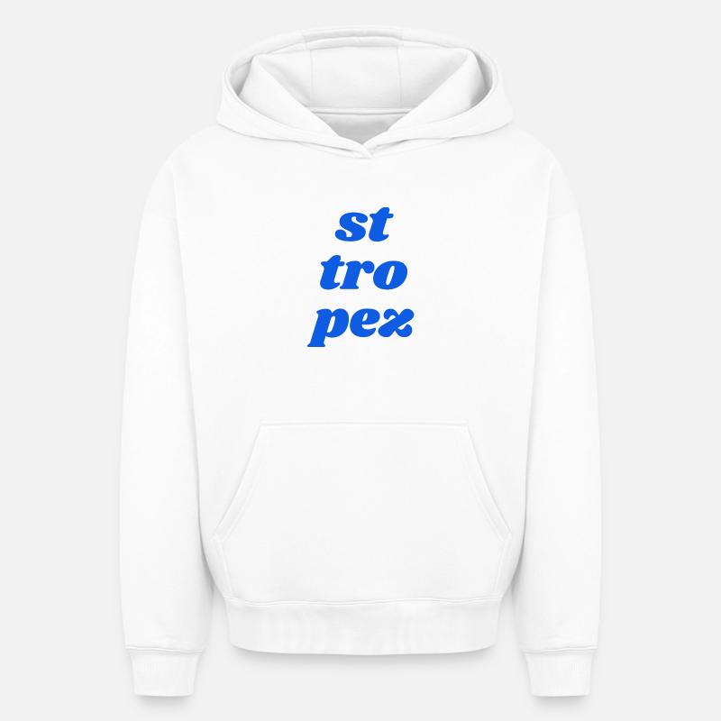 St Tro Pez - Sweat à capuche unisexe oversize épais SPREAD - blanc