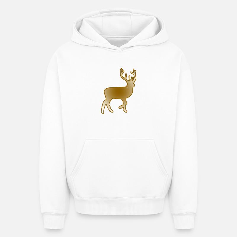 Cerf - Sweat à capuche unisexe oversize épais SPREAD - blanc