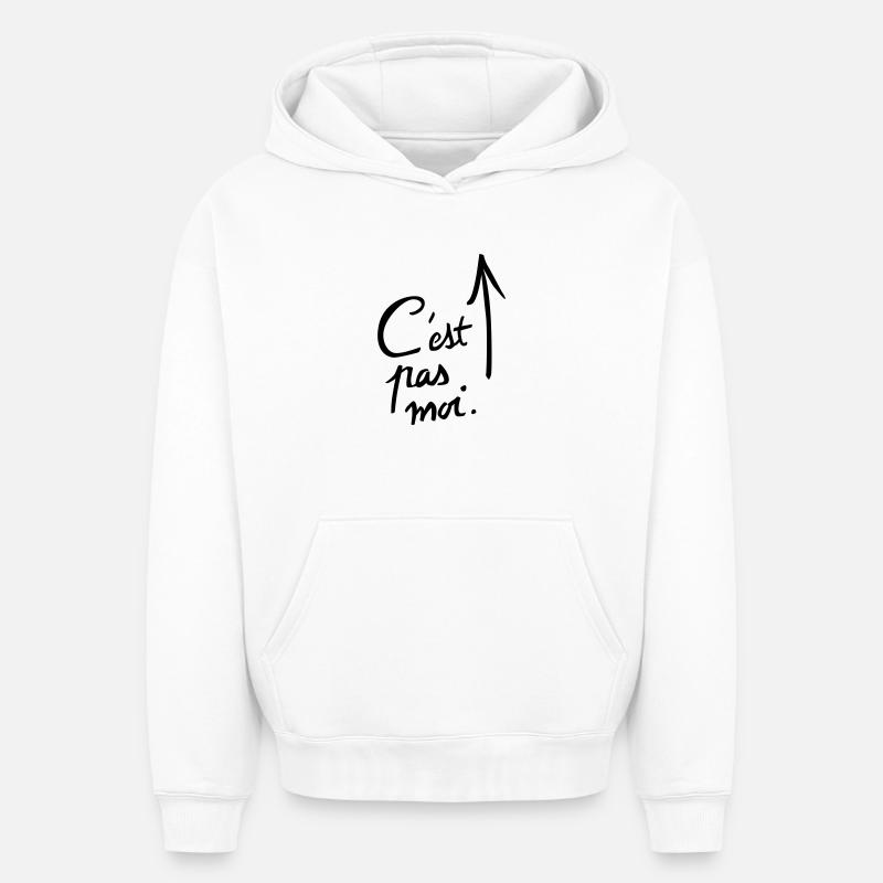c'est pas moi. - Sweat à capuche unisexe oversize épais SPREAD - blanc