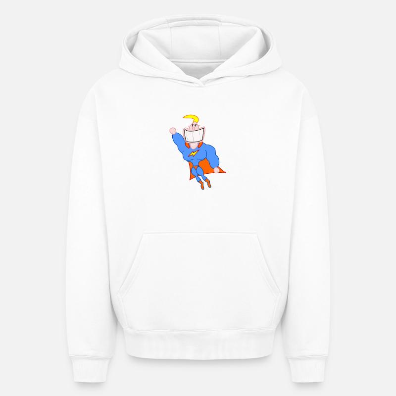 Superhero - Sweat à capuche unisexe oversize épais SPREAD - blanc