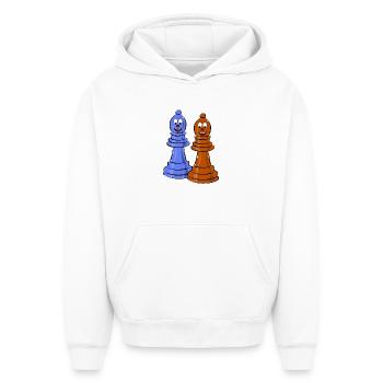 schach sport figuren - Oversized Heavyweight Unisex Hoodie - Weiß - Vorne - AI Model Female 172 dark (172cm) & AI Model Male 185 light (185cm)