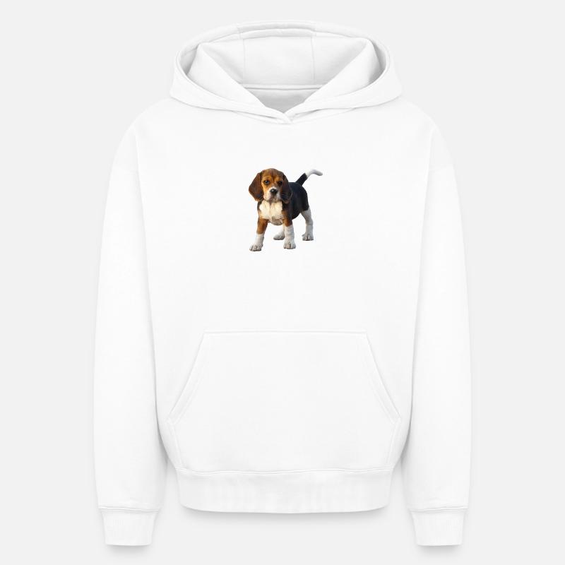 Beagle - Sweat à capuche unisexe oversize épais SPREAD - blanc