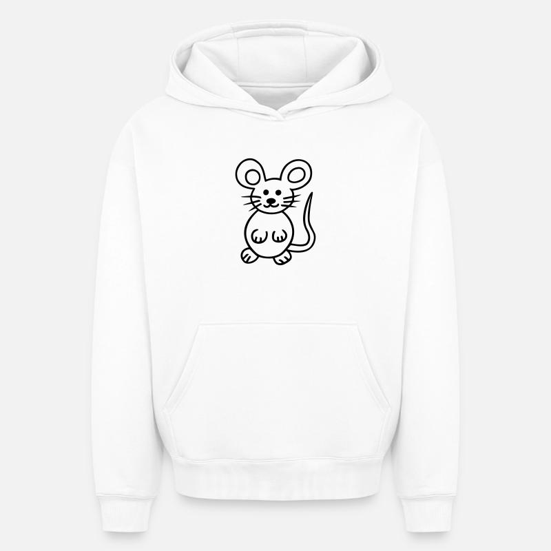 Souris, Mausi - Sweat à capuche unisexe oversize épais SPREAD - blanc