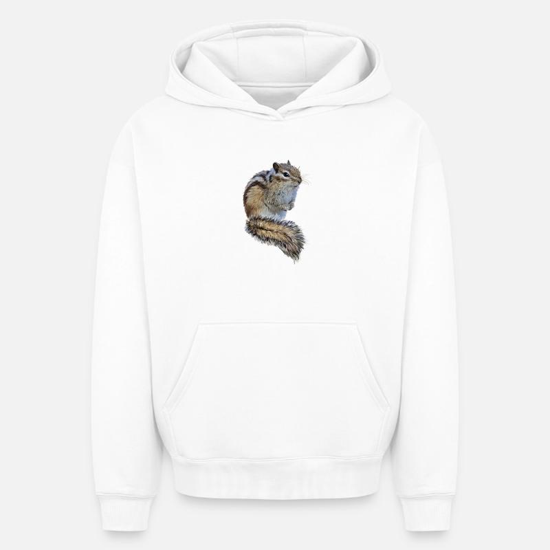Des écureuils rayé - Sweat à capuche unisexe oversize épais SPREAD - blanc