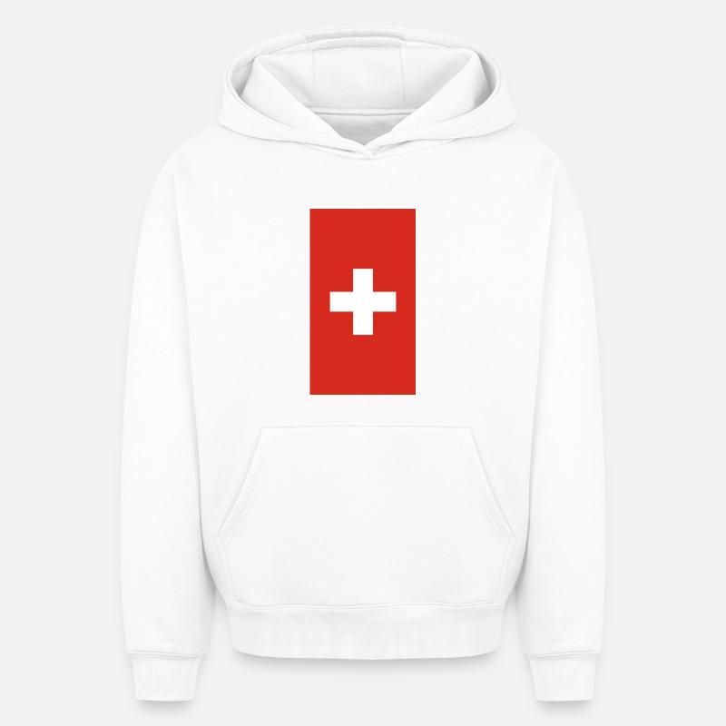 Cas téléphonique de drapeau suisse - Sweat à capuche unisexe oversize épais SPREAD - blanc