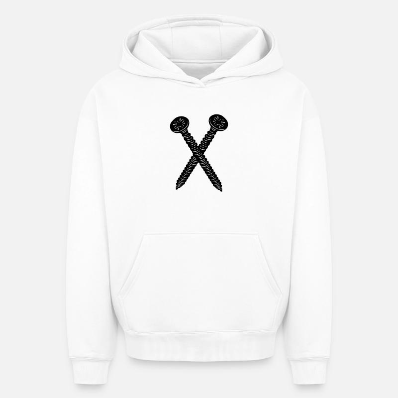 Deux vis croisées - Sweat à capuche unisexe oversize épais SPREAD - blanc