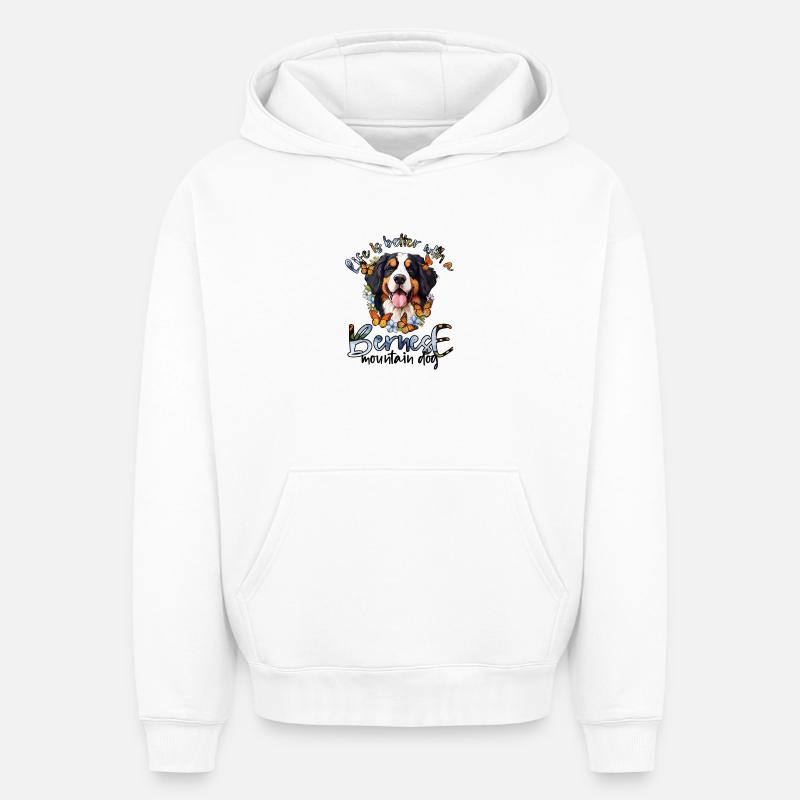 Bouvier bernois - Sweat à capuche unisexe oversize épais SPREAD - blanc