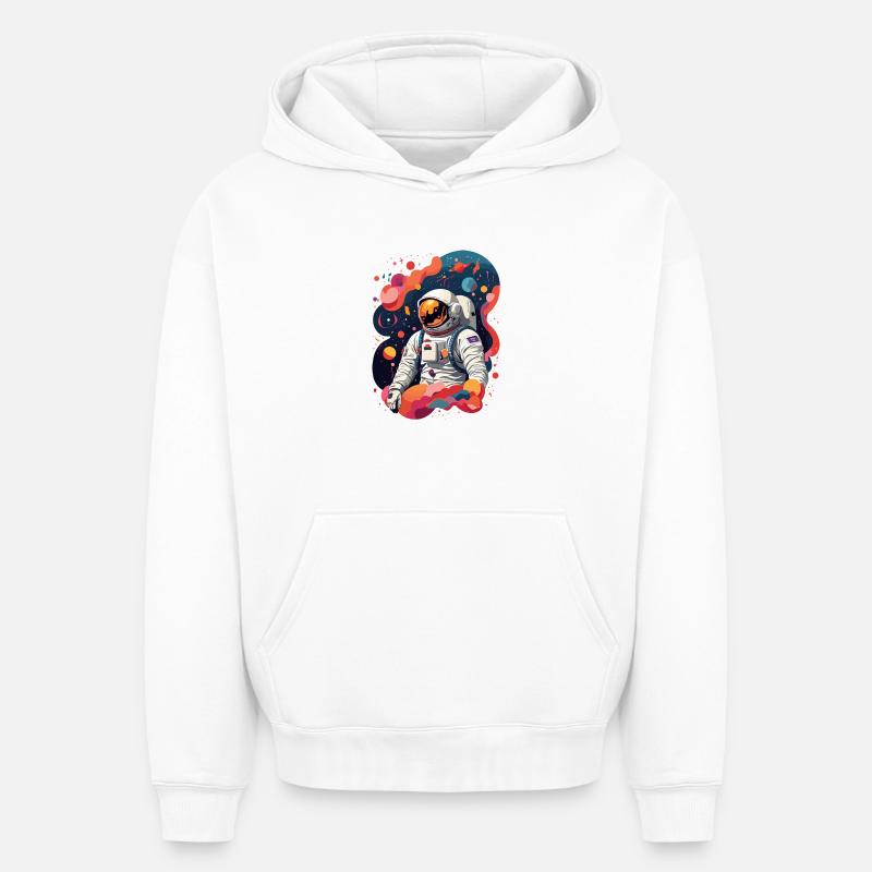 Astronaute - Sweat à capuche unisexe oversize épais SPREAD - blanc