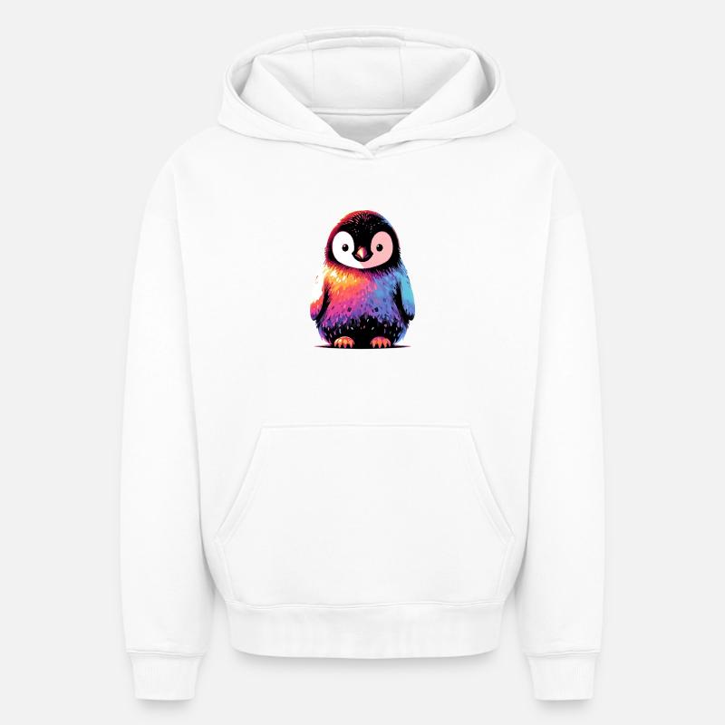 Pingouin - Sweat à capuche unisexe oversize épais SPREAD - blanc