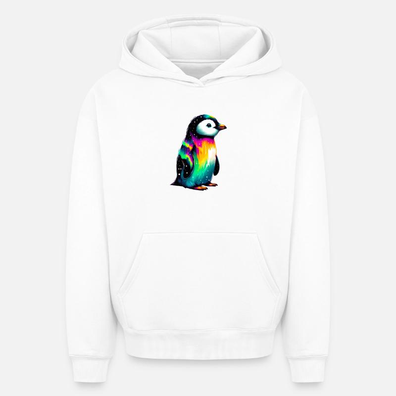 Pingouin - Sweat à capuche unisexe oversize épais SPREAD - blanc