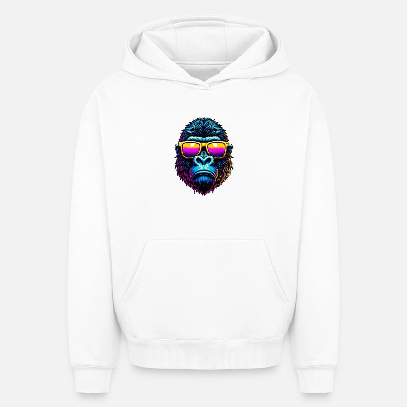 Gorille - Sweat à capuche unisexe oversize épais SPREAD - blanc