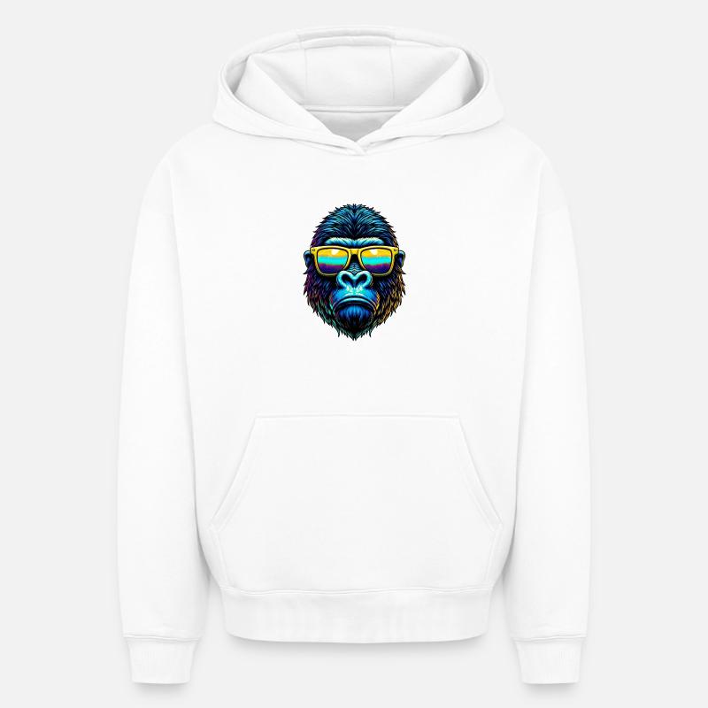 Gorille - Sweat à capuche unisexe oversize épais SPREAD - blanc