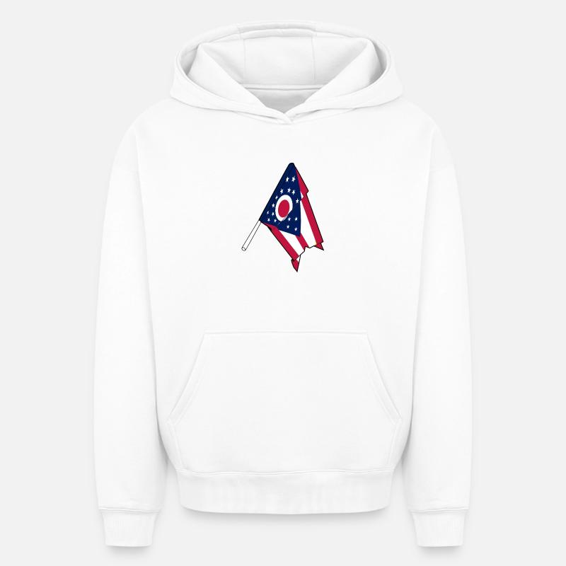 Drapeau de l’Ohio - Sweat à capuche unisexe oversize épais SPREAD - blanc