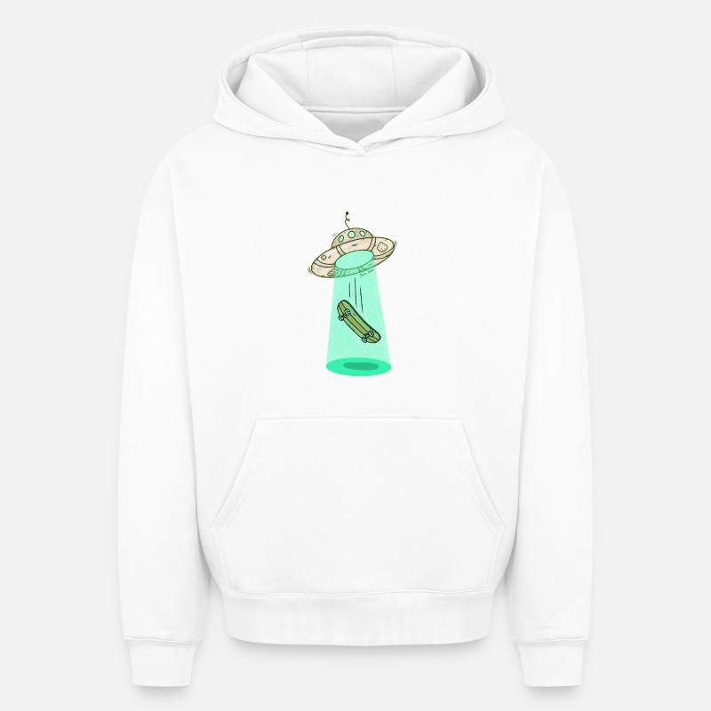 Faisceau de skateboard Ufo - Sweat à capuche unisexe oversize épais SPREAD - blanc
