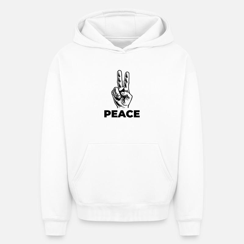 Paix – Déclaration à main levée - Sweat à capuche unisexe oversize épais SPREAD - blanc