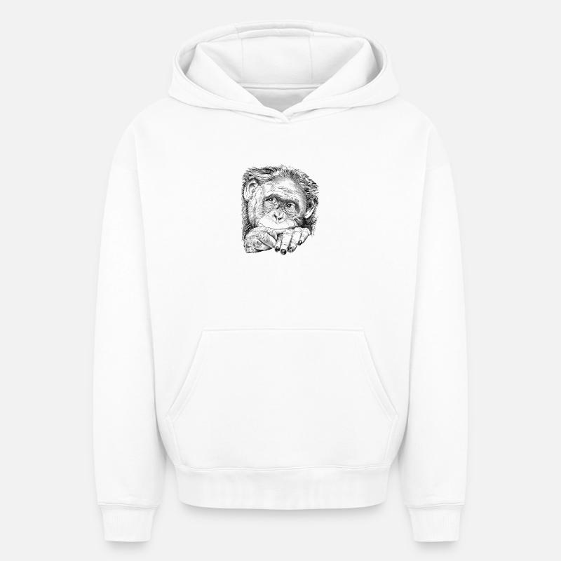 Singe - Sweat à capuche unisexe oversize épais SPREAD - blanc