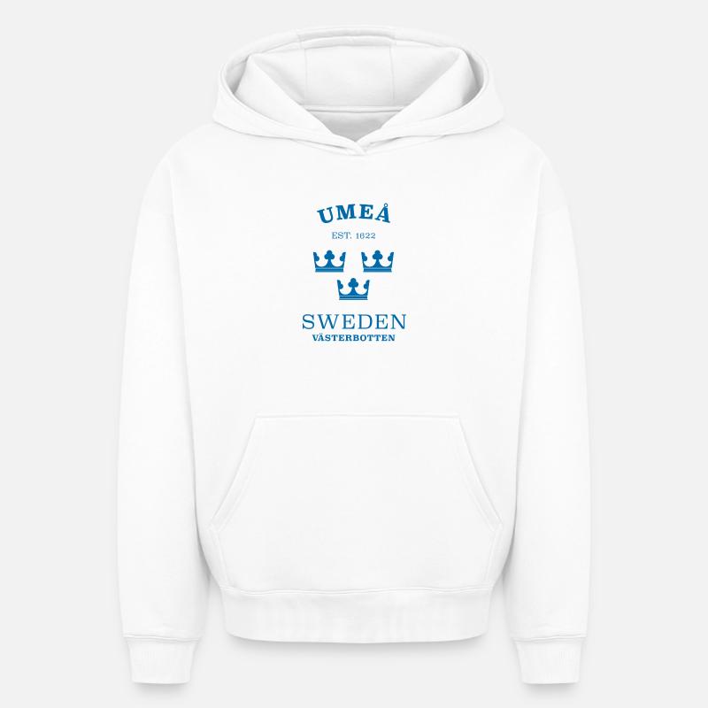Umea, Suède, Suède - Sweat à capuche unisexe oversize épais SPREAD - blanc