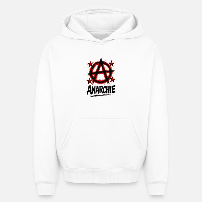 Anarchie - Punk - Révolution - Sweat à capuche unisexe oversize épais SPREAD - blanc