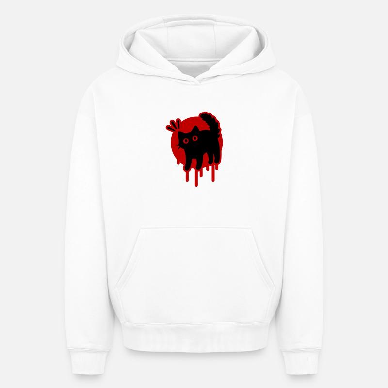 Chat Chat - Sweat à capuche unisexe oversize épais SPREAD - blanc