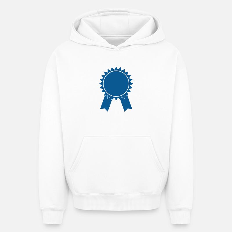 Ruban bleu - Sweat à capuche unisexe oversize épais SPREAD - blanc