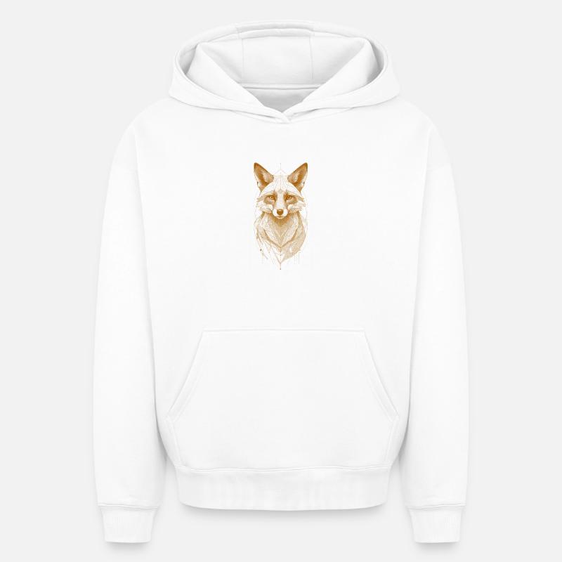 Wolfkopf mit Mandala-Krone - Oversized Heavyweight Unisex Hoodie - Weiß
