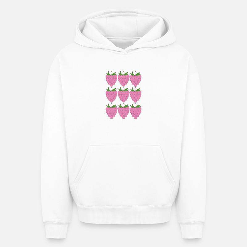 Raspberry Grid Pattern - Oversized Heavyweight Unisex Hoodie - white