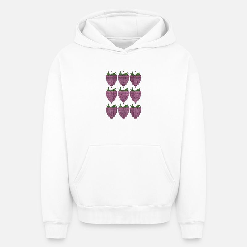 raspberry pattern textile - Oversized Heavyweight Unisex Hoodie - white