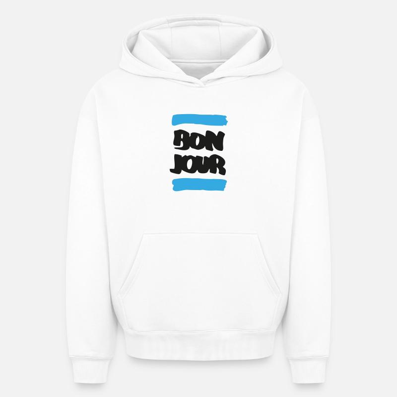 Bonjour - Sweat à capuche unisexe oversize épais SPREAD - blanc