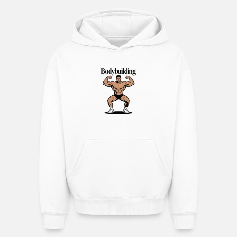 Bodybuilder de culturisme - Sweat à capuche unisexe oversize épais SPREAD - blanc