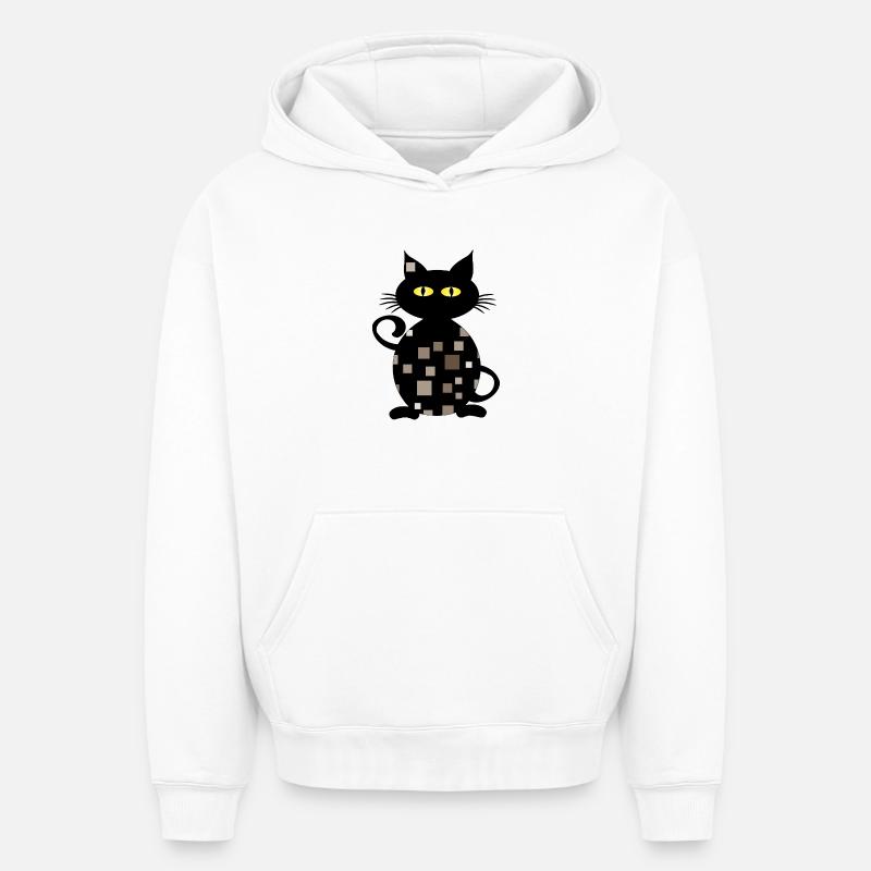 chat - Sweat à capuche unisexe oversize épais SPREAD - blanc
