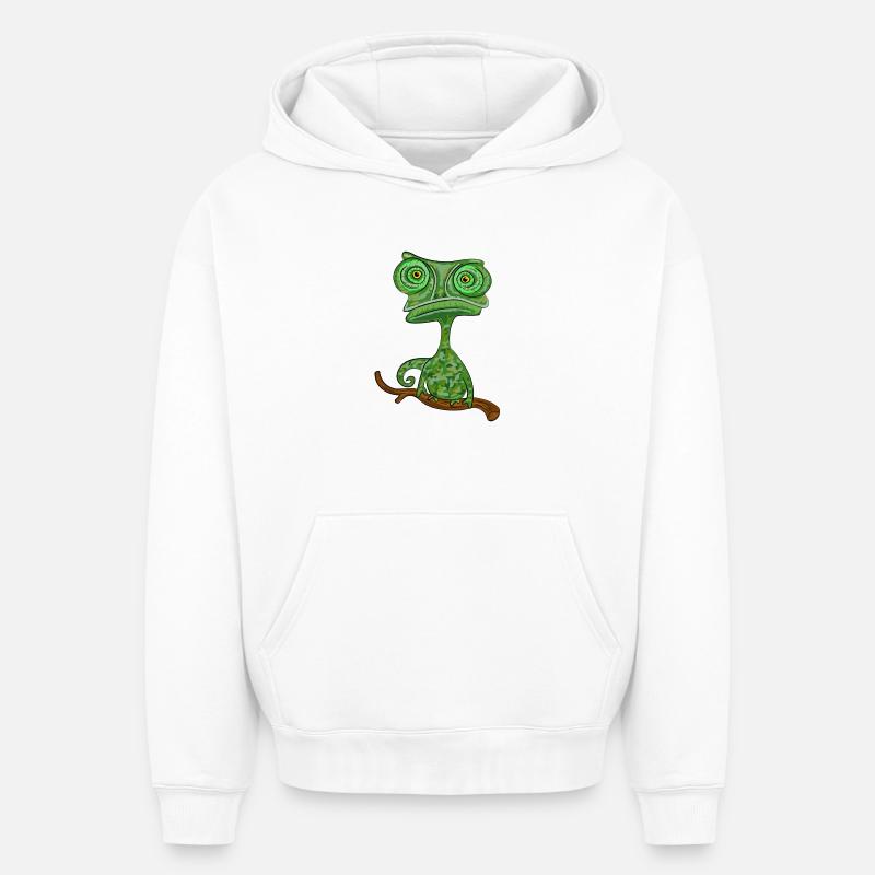 caméléon - Sweat à capuche unisexe oversize épais SPREAD - blanc