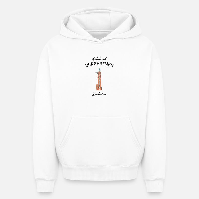 Bremerhaven, phare Loschenturm - Sweat à capuche unisexe oversize épais SPREAD - blanc